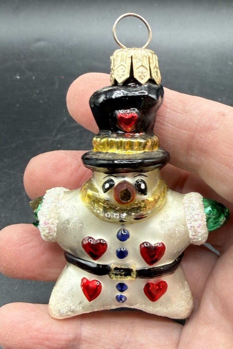 Vintage RADKO Little Gems Hearts For You Snowman CHRISTMAS Ornament DAMAGED! L55